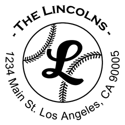 Outline baseball Script Round Letter L Monogram Stamp Sample